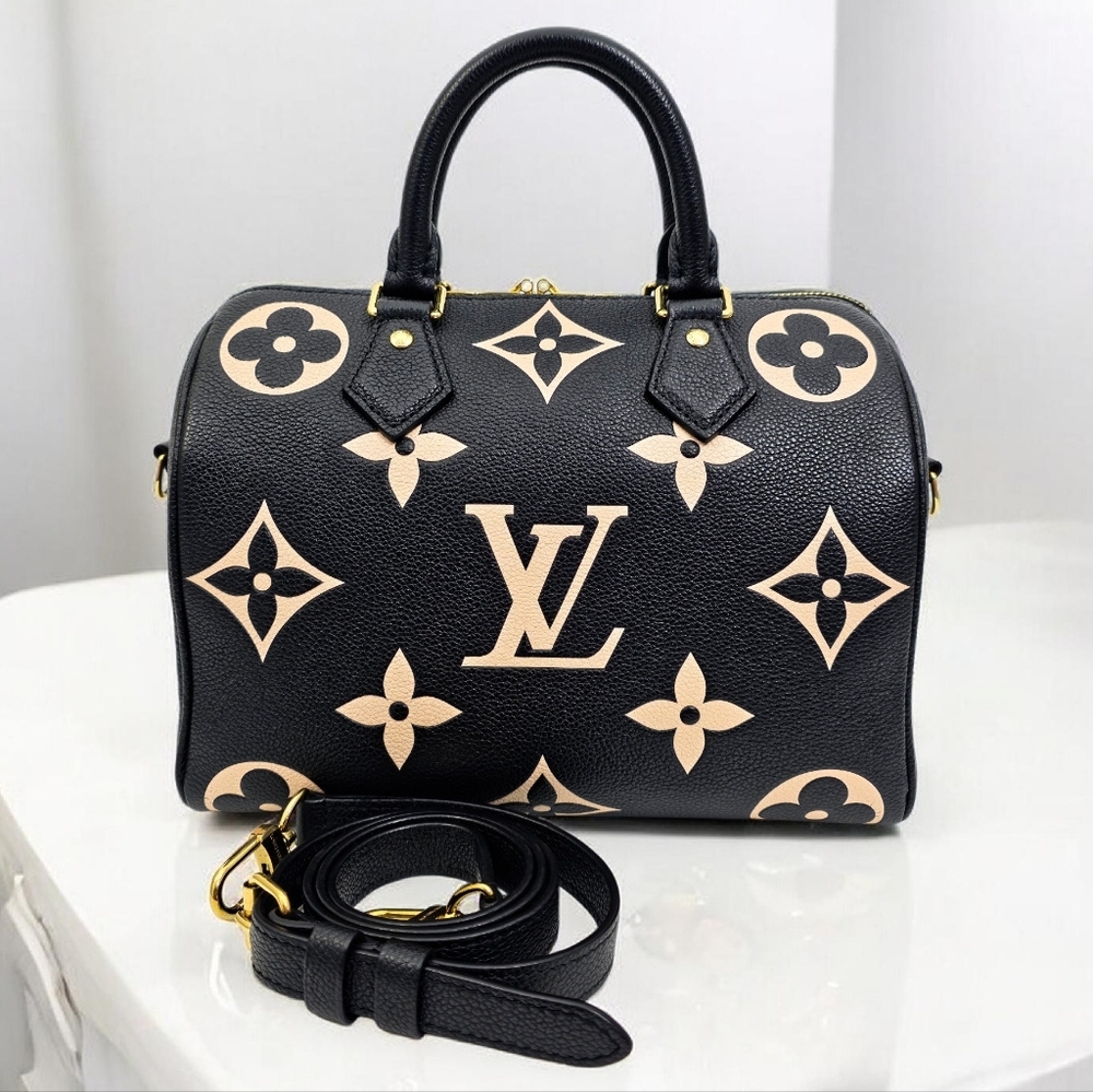 Louis Vuitton Speedy Bandouliere 25 Bicolor Empreinte Black Crossbody Bag - Picture 9 of 17